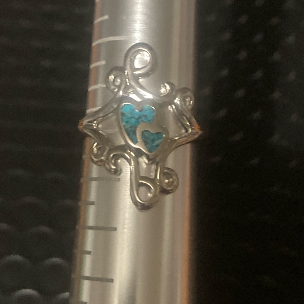 Silver Turquoise Heart Ring 8